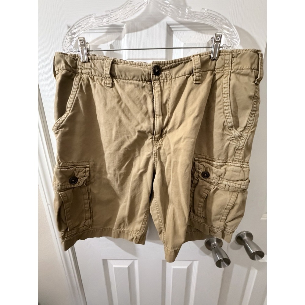 American Eagle Classic Length Cargo Shorts Y2K Style Brown Khaki Men's 38 Flaw